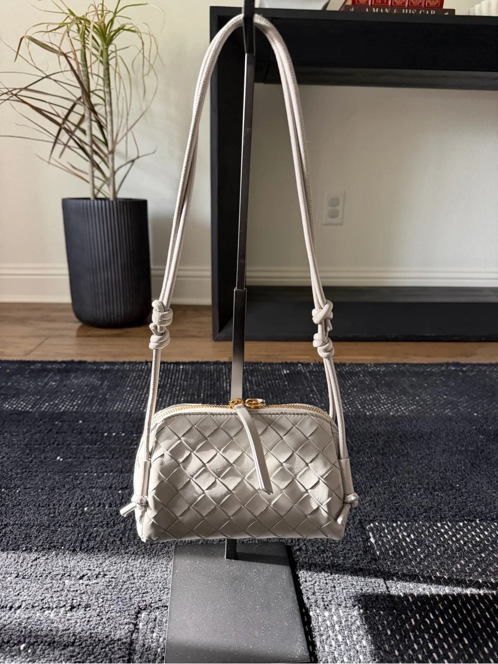 Bottega Veneta Intrecciato Concert Bag in sterling with gold hardware